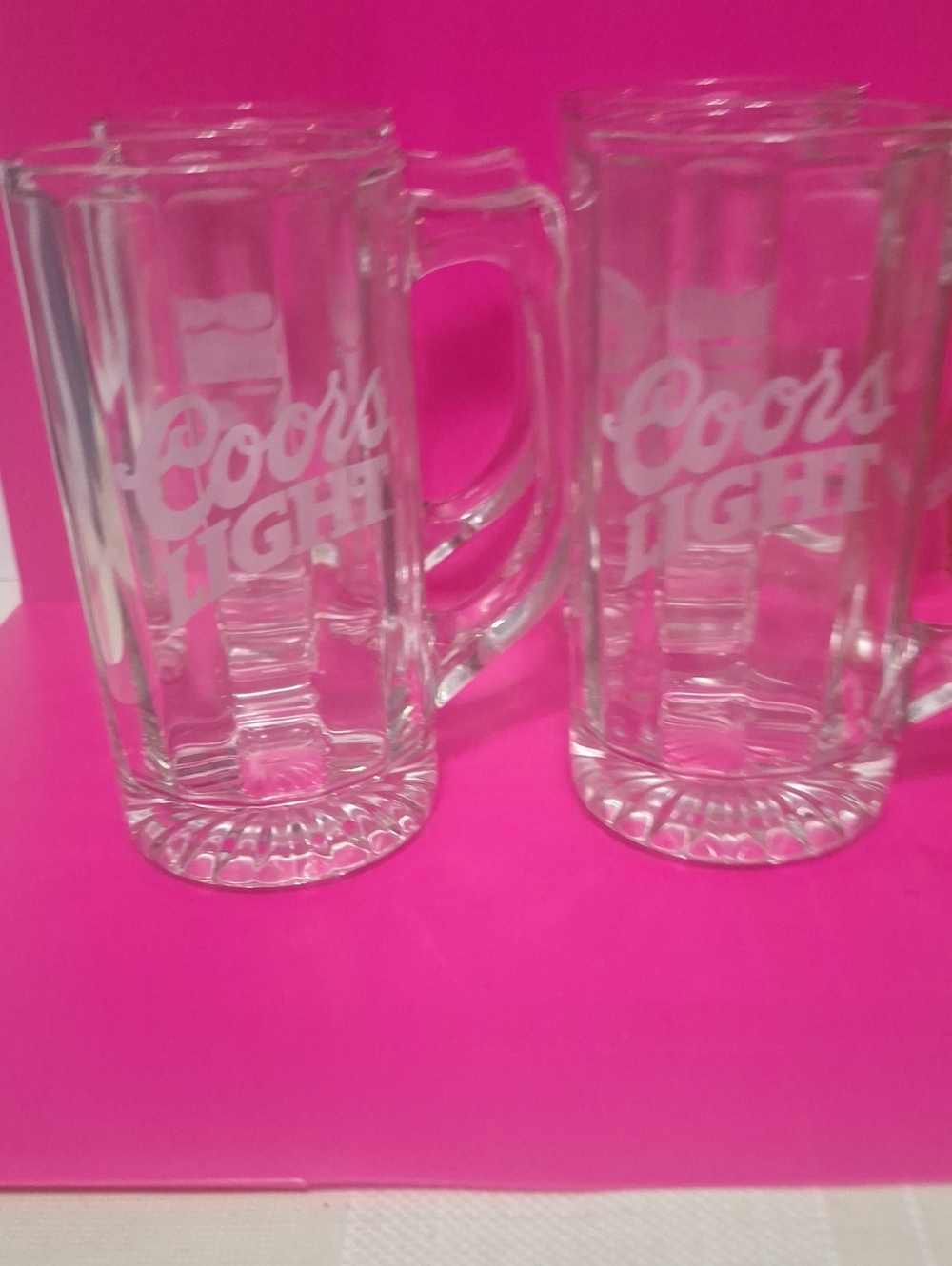 Coors Light Branded Clear Glass Beer Mugs - Set of4